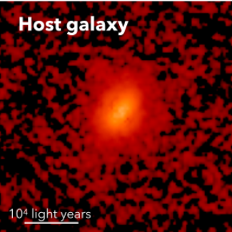 Image de la galaxie hôte après soustraction de la lumière du quasar. Image du JWST NIRCam 3,6 μm de HSC J2236+0032 